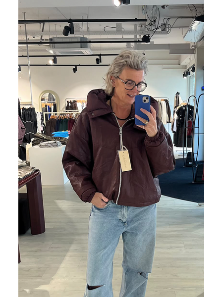 Coat faux leather ballon - bordeaux
