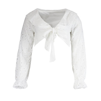 JAIMY Cropped crochet tie blouse