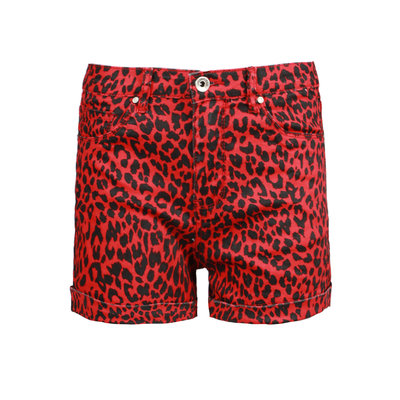 JAIMY Leopard denim shorts red