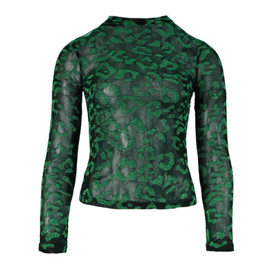 JAIMY Leopard sparkle top green