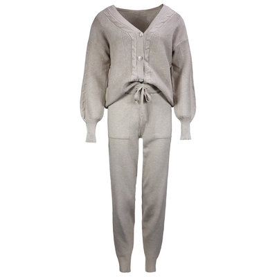 JAIMY Diamond button 2-piece set beige