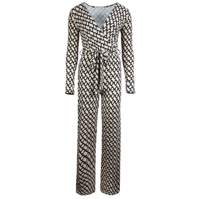 JAIMY Longsleeve chain travel jumpsuit creme/black