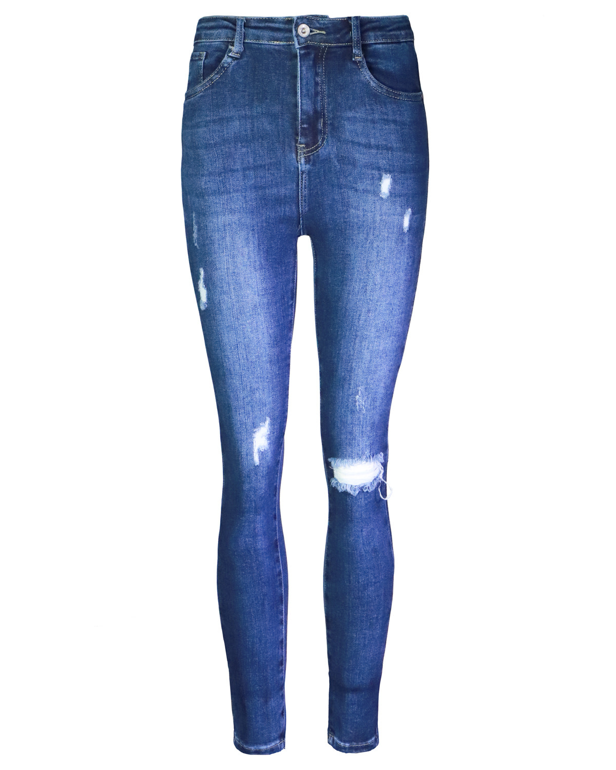 Lichtblauwe High Waist Jeans Jegging met Wassing 