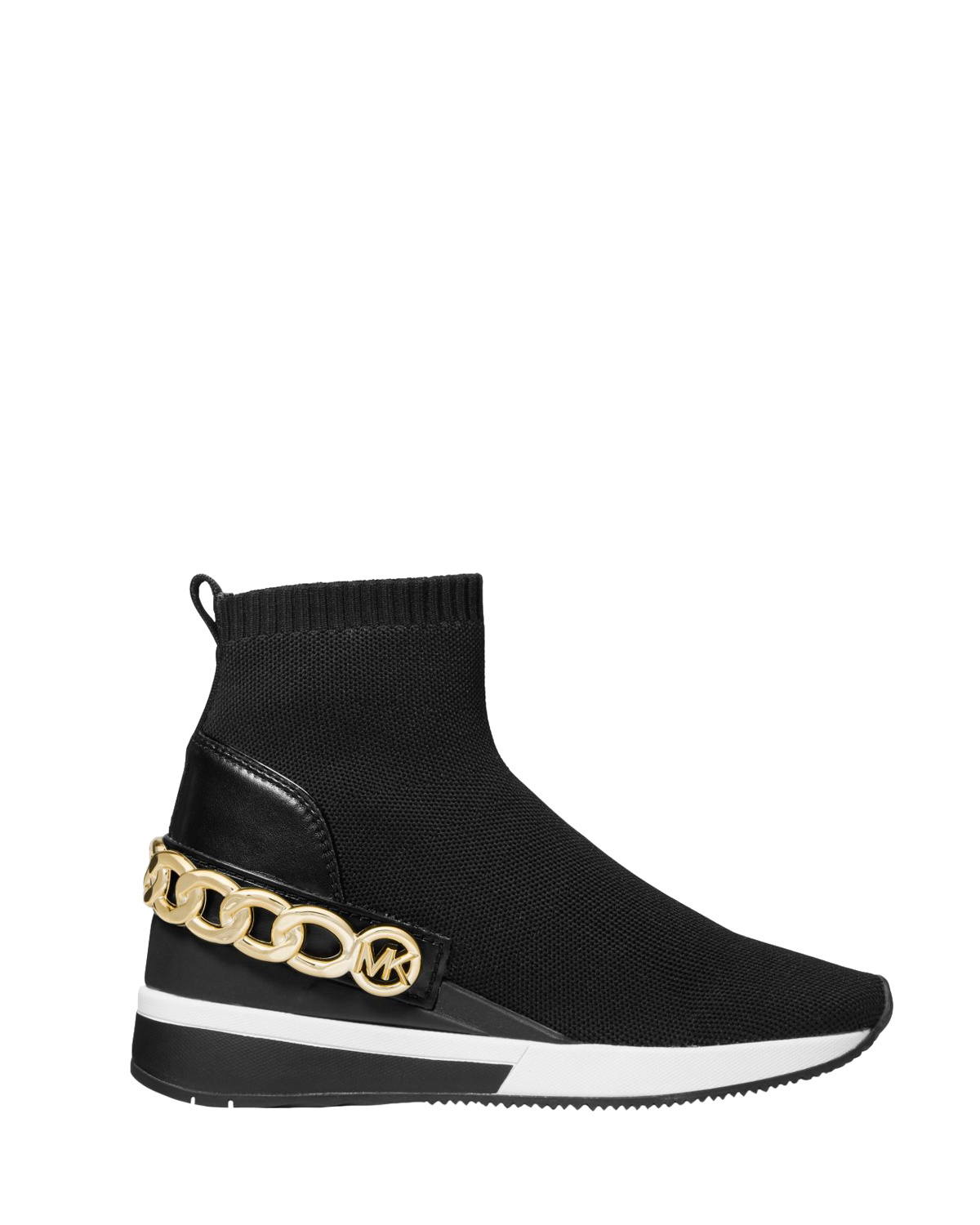 MICHAEL KORS Skyler Chain-Embellished Stretch Knit Sock Sneaker black -  