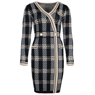 JAIMY Sparkle check print dress gold