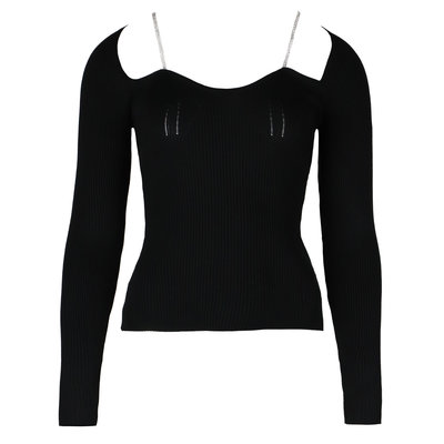 JAIMY Diamond strap knitwear top black