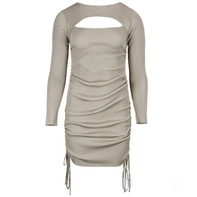JAIMY Cut out detail ruched dress beige