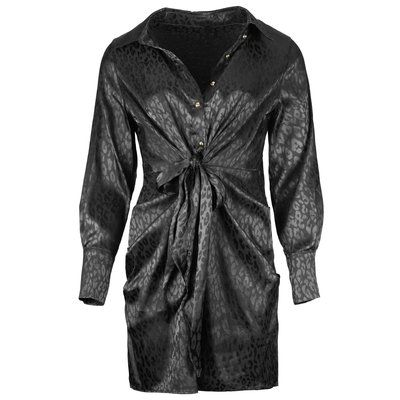 JAIMY Leopard satin dress black