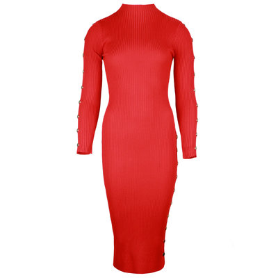 JAIMY Jazlyn gold button dress red