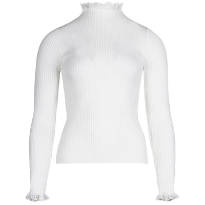 JAIMY Lace detail turtleneck top white
