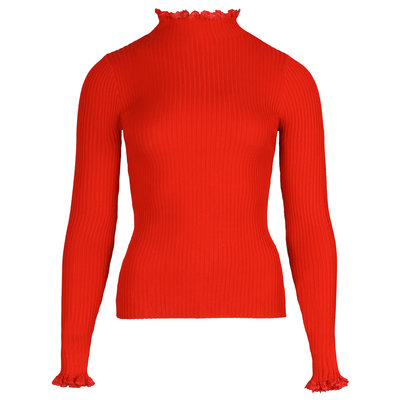JAIMY Lace detail turtleneck top red
