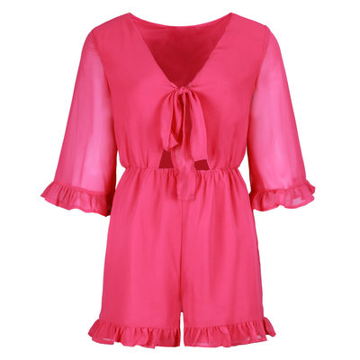JAIMY Frankie knot detail playsuit fuchsia