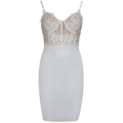 JAIMY Lace detail bandage dress white