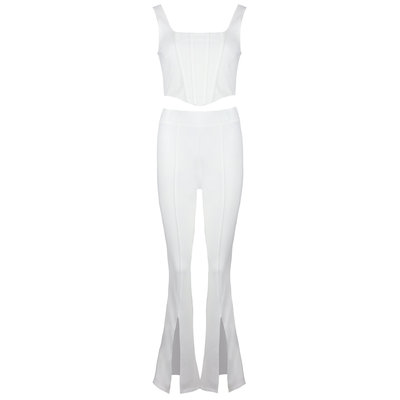 JAIMY Flared split detail 2-piece set white