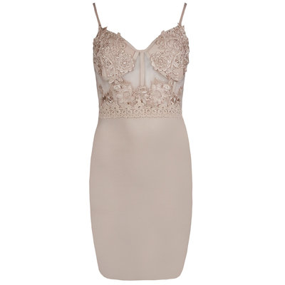 JAIMY Lace detail bandage dress beige