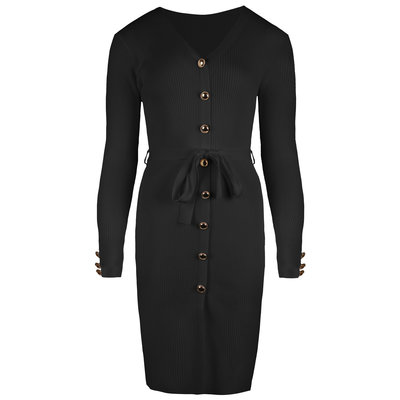 JAIMY Ryann gold button dress black