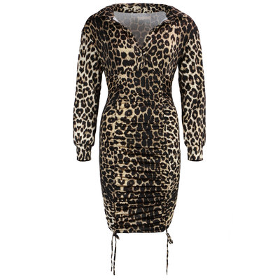 JAIMY Saige ruched travel dress leopard