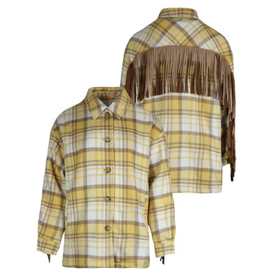 JAIMY Fringe detail tartan jacket yellow