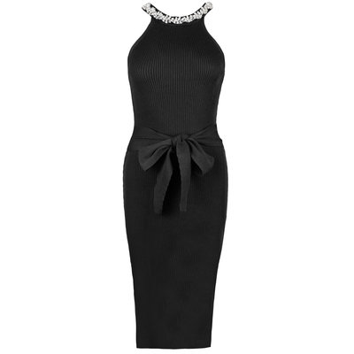 JAIMY Diamond detail  midi knitwear dress black