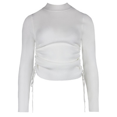 JAIMY Ruched side knitwear top white