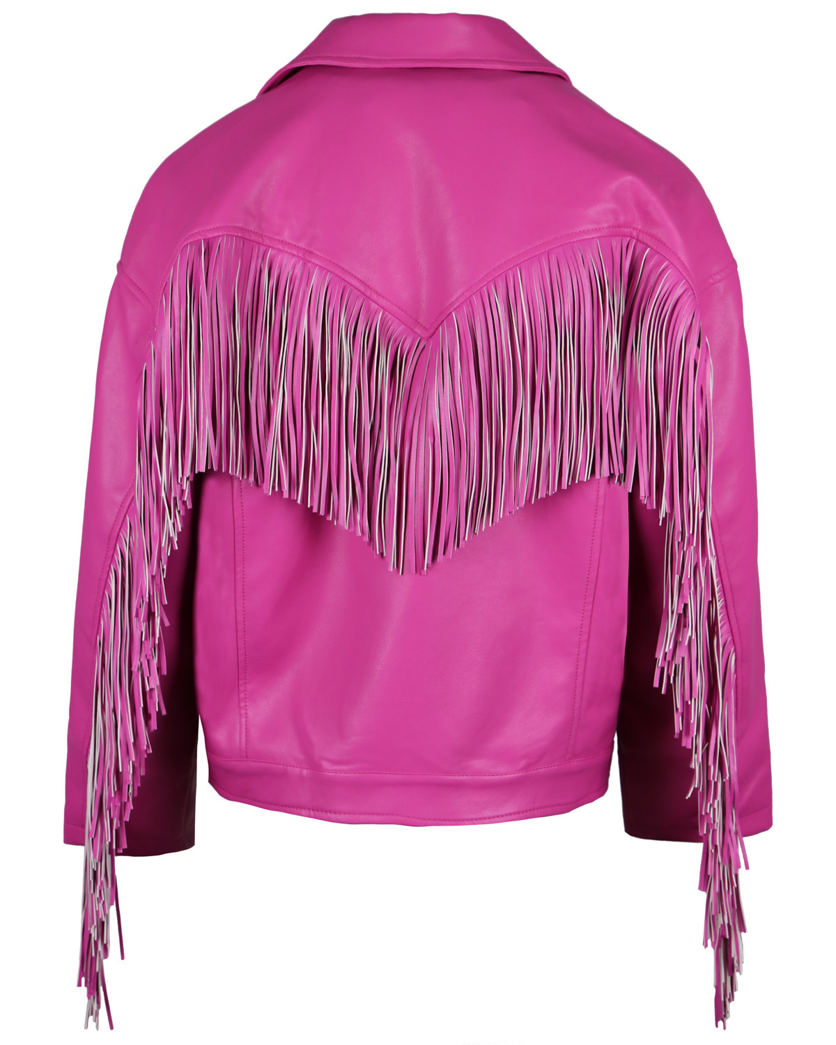 Oversized fringe leather jacket pink jaimymode.nl