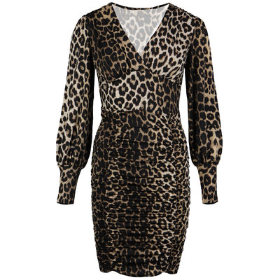 JAIMY Robin ruched travel dress leopard
