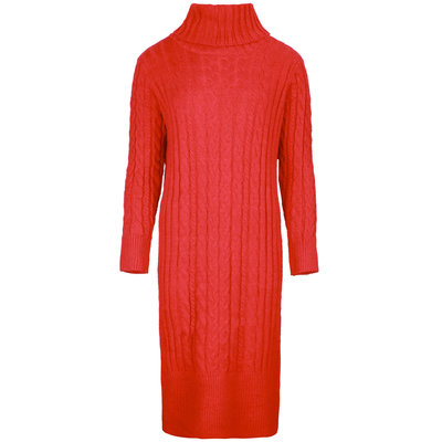 JAIMY Cable knit midi dress red