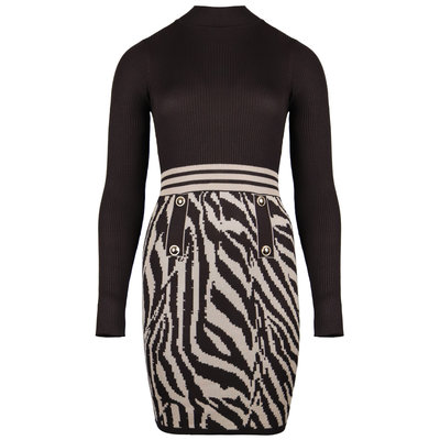 JAIMY Lacey zebra knitwear dress brown