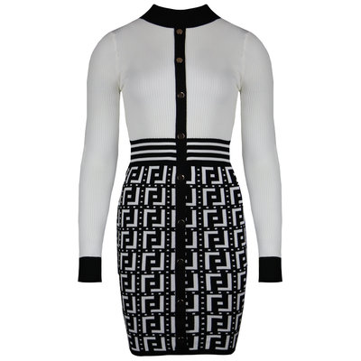 JAIMY Sloane graphic print knitwear dress white