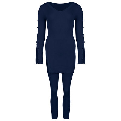 JAIMY Button detail lounge set dark blue