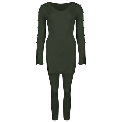 JAIMY Button detail lounge set army green