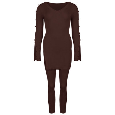 JAIMY Button detail lounge set brown