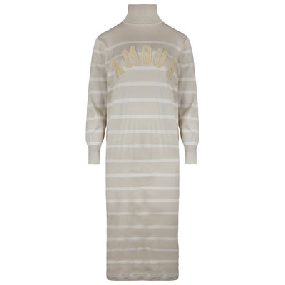 JAIMY Amour striped maxi knitwear dress beige