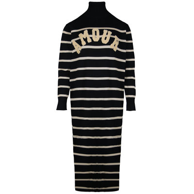 JAIMY Amour striped maxi knitwear dress black