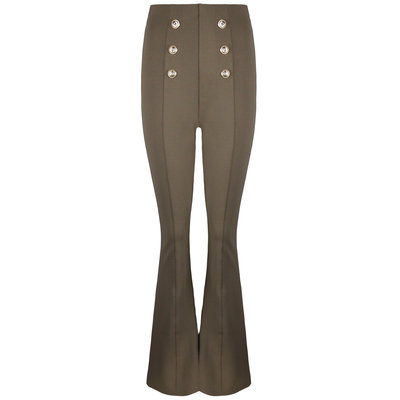 JAIMY Shay gold button flared pants cognac