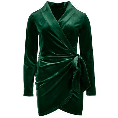 JAIMY Velvet wrap dress emerald