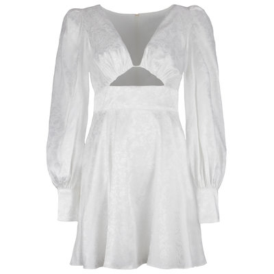 JAIMY Capri satin flower print dress white