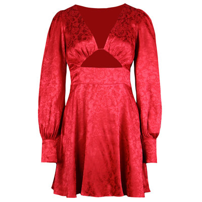 JAIMY Capri satin flower print dress red