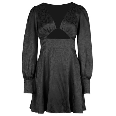 JAIMY Capri satin flower print dress black