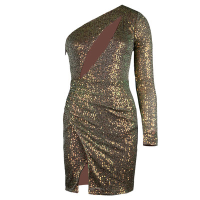 JAIMY Danna cut out sequin dress brown