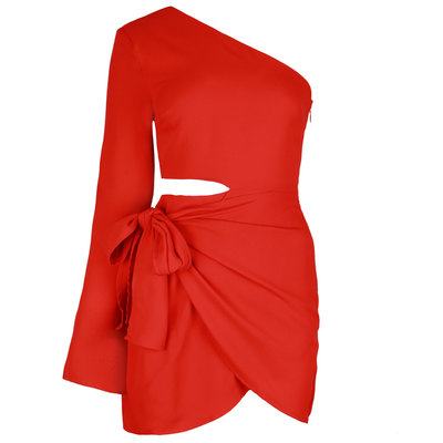 JAIMY Collins one shoulder dress red
