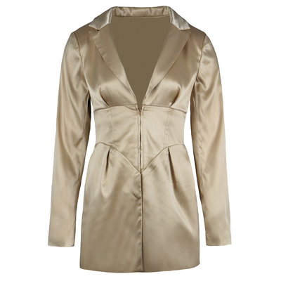 JAIMY Corset detail satin blazer dress beige