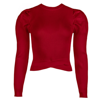 JAIMY Bailee puff sleeve knitwear top red