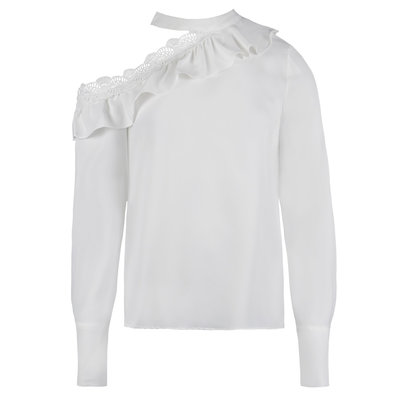 JAIMY One shoulder crochet detail blouse white