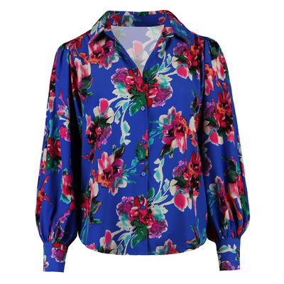 JAIMY Wren flower print blouse cobalt blue
