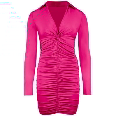 JAIMY Gwen ruched travel dress fuchsia