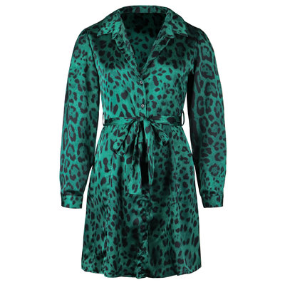 JAIMY Mina satin leopard mini dress