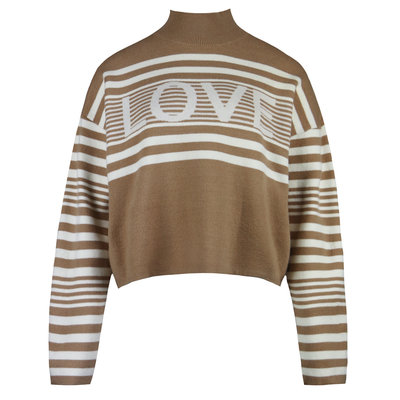 JAIMY Striped love sweater camel