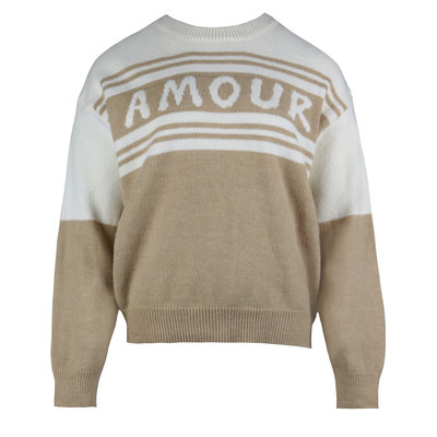 JAIMY Stripe detail amour sweater white/camel