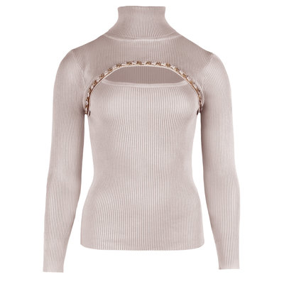 JAIMY Chain detail cut out top beige